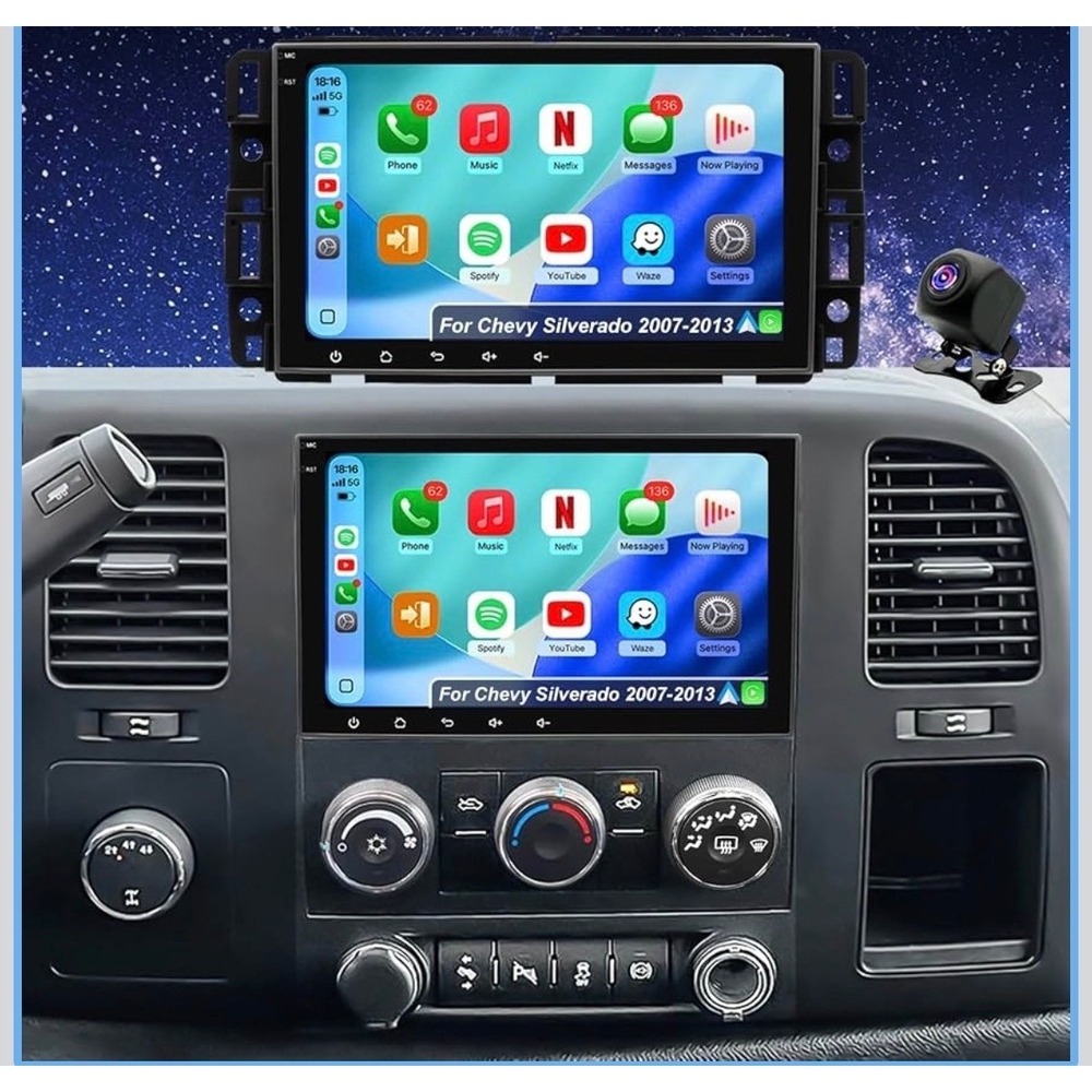 Simple Soft Android Car Radio Silverado Sierra 07-13 Black CarPlay Android Auto